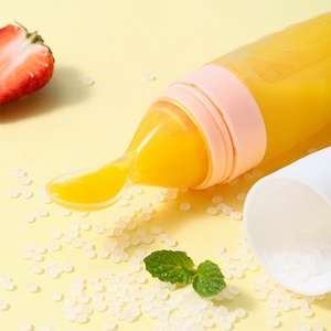 Cuillère d'alimentation en silicone écologique pour bébé, <span class=keywords><strong>biberon</strong></span> à presser pour céréales, cuillère à succion en silicone pour enfants - Product Image 4