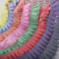 Ruban en polyester à carreaux classiques de 4 cm (1,6 po) avec volants et franges, bordure décorative pour robes, vêtements, couture et bricolage