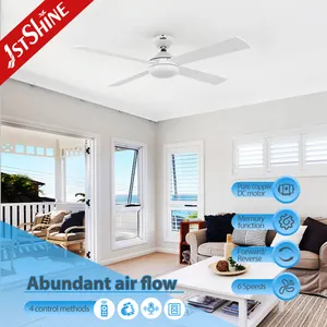 1stshine Supplies Fans Ceiling 52 Inch Modern White Smart Save Energy Dc Motor Solar Ceiling Fan With Light