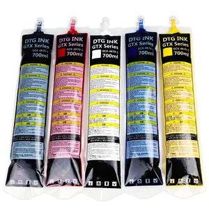 Xcellent 5 Kleuren T-Shirt Afdrukken 700Ml Textiel Pigment Inkt Dtg Zak Inkt Met Chip Voor Broer Gtx-Serie Printer