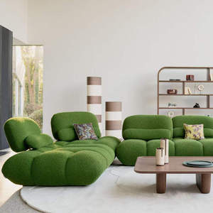 Canapé modulaire sectionnel LUX Nordic Green Lamb Fleece Fabric, style minimaliste, nouveau style, amovible, pour salon. - Product Image 3