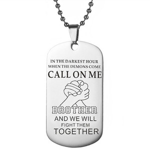 Pendentifs et Porte-clés en Acier Inoxydable pour Hommes, Thème Moto, Marque Fashion Motorcycle Brothers Dog, avec le Slogan 'DANS L'HEURE LA PLUS SOMBRE', Symbole d'Amitié - Product Image 5