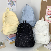 Sac à dos en tissu Oxford à imprimé étoiles avec pendentif en dentelle et perle, décontracté, pour le quotidien, les voyages en plein air, tendance, grande capacité