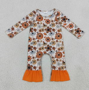 Nouvelle combinaison pour bébé fille à imprimé floral avec volants, manches longues, col rond, combinaison d'automne - Product Image 4
