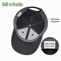Casquette de baseball noire unie avec logo personnalisé, 6 panneaux, en coton structuré, broderie feuille, promotionnelle pour entreprises, certifiée CE, vente en gros
