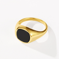Nagosa Vintage Retro 18k Gold Vermeil Brass Custom Jewelry Gemstone Tiger Eye Black Agate Signet Rings