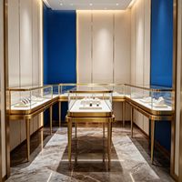 Comptoir et vitrine à bijoux en verre éclairé par LED pour bijouterie - Présentoir de vente au détail écologique