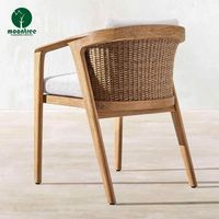 Moontree Nouveau Design Moderne Loisirs 6 Places Tissé à la Main Rotin Dos Jardin Dinning Chaises Teck Mobilier Extérieur