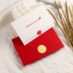 Wholesale Customized Luxurious Wedding Invitation Card Printing Amazon Gift Card Red Valentine Thank You Cards with Envelopes
