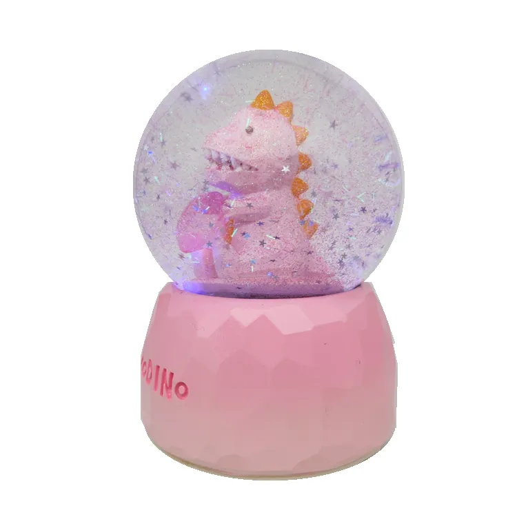 100mm Resin salju Globes kotak musik saham lampu LED Singapura Souvenir untuk dekorasi rumah