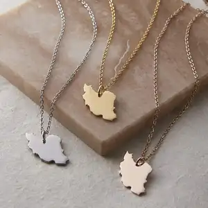 Inspirar étnico joyería de mujer de la joyería chapado en oro irán mapa colgante collar personalizado país continentes iraní mapas collares