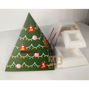 Caja de comida con forma de pirámide de estilo navideño personalizada, embalaje de pastelería, pan, postre dulce, fechas, aperitivos, catering, caja piramidal para llevar - Product Image 2