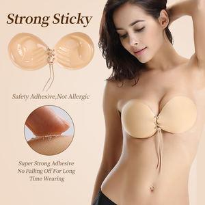 ヌードプッシュアップストラップレス自己接着ブラ再利用可能シリコンスポンジカバー乳首ブラセクシー背中のないドレス - Product Image 2
