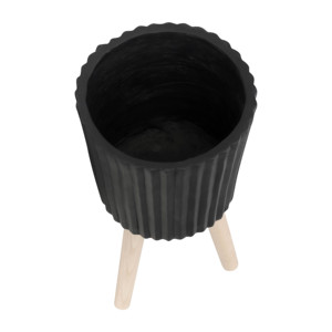 Supports de plantes modernes avec pots en résine cannelée pour une utilisation intérieure et extérieure, pots à fleurs ronds pour la décoration de la maison - Product Image 4