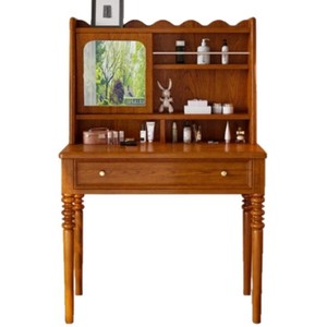 French Retro Style Dressing <b>Table</b> Solid Wood Flip Top <b>Mirror</b> Storage Bedroom Makeup <b>Vanity</b> - Product Image 5
