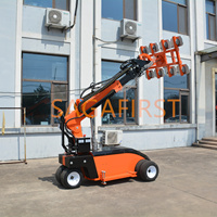 Grue mobile tout-terrain avec ventouse pour le levage de plaques métalliques industrielles sur sols de entrepôt irréguliers