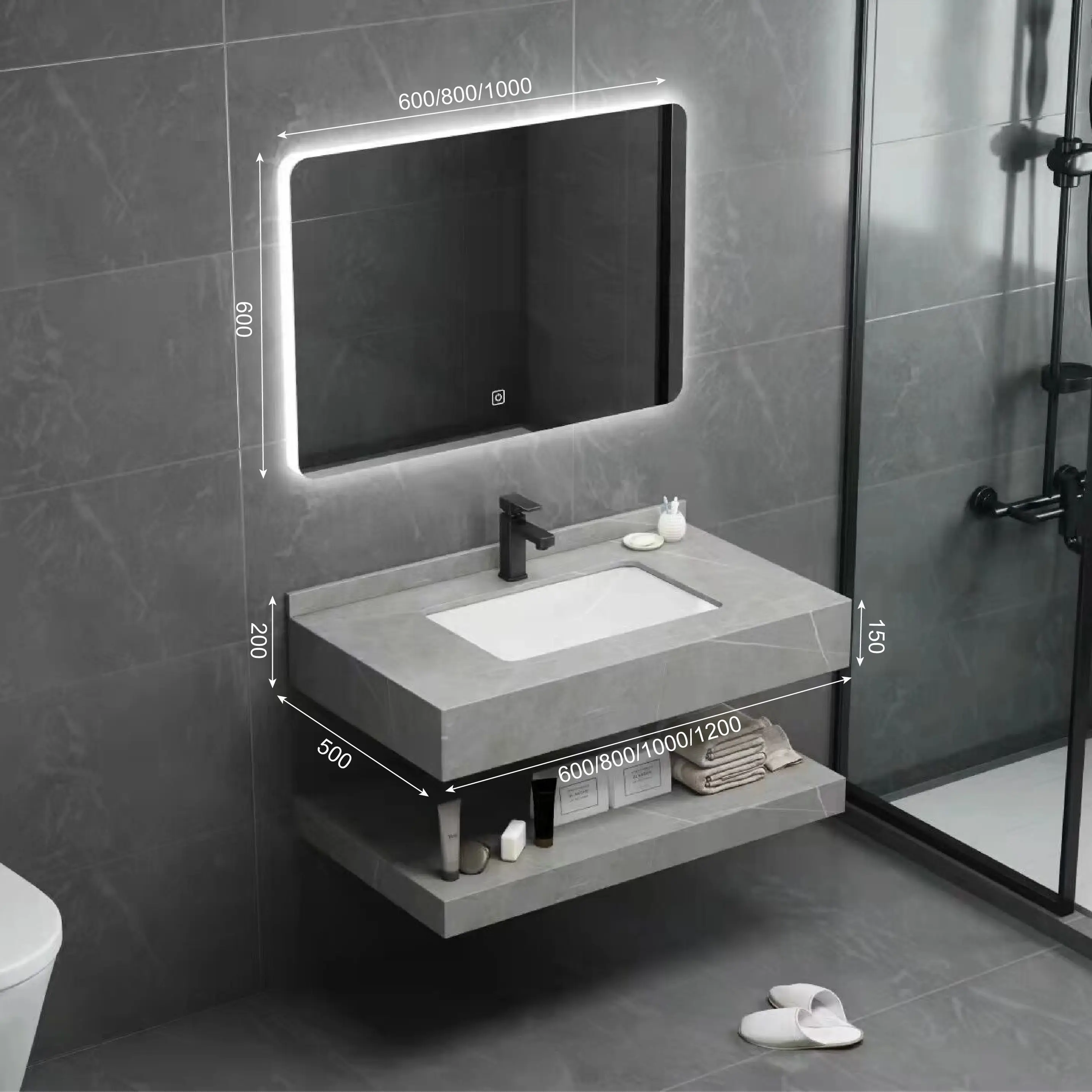 Mobili da bagno alla moda e di alta qualità armadi da bagno in pietra ardesia per personalizzati