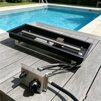 Kit de foyer à gaz rectangulaire en acier noir de 56 cm pour foyer extérieur et cheminée.
