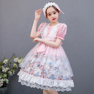 Vestiti di moda per feste manica a sbuffo in pizzo abito da <span class=keywords><strong>cameriera</strong></span> principessa Lolita a strati per bambine e bambine - Product Image 5