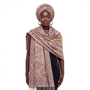 Wholesale Floral Paisley Shawl <b>Viscose</b> Jacquard Gold Maroon Checkered Border Fringe Soft Women OEM ODM Custom - Product Image 1