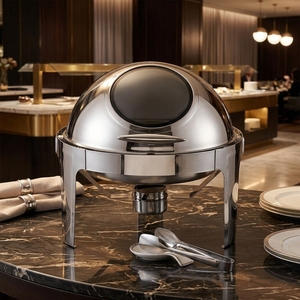 Chauffe-Plat Rond Allnice Factory en Acier Inoxydable avec Couvercle Roulant, Bain-Marie Professionnel pour Buffet et Restauration Hôtelière avec Fenêtre en <span class=keywords><strong>Verre</strong></span> - Product Image 1