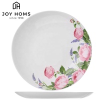 Assiettes en verre opale avec motif personnalisé, ensemble de vaisselle classique en verre rond, assiettes et bols en verre trempé, résistants au micro-ondes, pour hôtel et maison