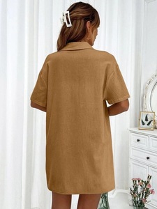Conjunto de 2 Piezas para Mujer, Verano 2026, Elegante, Color Sólido, Casual, Shorts y Camisa Holgados - Product Image 4
