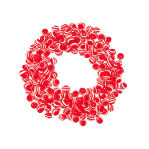 Perline a strisce Ilan 8 mm rosse e bianche rotonde per creazione gioielli e forniture artigianali - Product Image 1