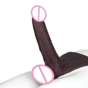 FAAK Large Silicone Thong Hollow <b>Dildo</b> Black Color Strap on Penis Sleeve Panties Cock Enlarger Extender Adult Sex Toys for Men - Product Image 5