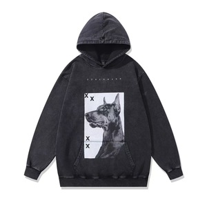 <span class=keywords><strong>Sweat</strong></span>-shirt à capuche <span class=keywords><strong>vintage</strong></span> européen et américain respirant 100% coton tricoté épais 400g imprimé sérigraphié Doberman pour <span class=keywords><strong>femme</strong></span> - Product Image 1