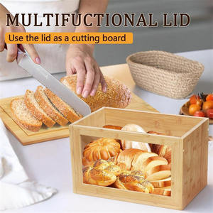 Grande boîte <span class=keywords><strong>à</strong></span> <span class=keywords><strong>pain</strong></span> en bambou avec planche <span class=keywords><strong>à</strong></span> découper <span class=keywords><strong>intégrée</strong></span>, couvercle avec fenêtre transparente, bac de rangement alimentaire <span class=keywords><strong>pour</strong></span> comptoir de <span class=keywords><strong>cuisine</strong></span> <span class=keywords><strong>pour</strong></span> <span class=keywords><strong>pain</strong></span> - Product Image 4