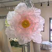 Dekorasi Latar Belakang Rumah Pesta Pernikahan Bunga Peony Organza Raksasa untuk Pajangan Jendela