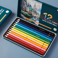 12 crayons de couleur aquarellables dans un étui métallique, ensemble de dessin soluble dans l'eau, fournitures de peinture artistique en gros pour enfants et adultes