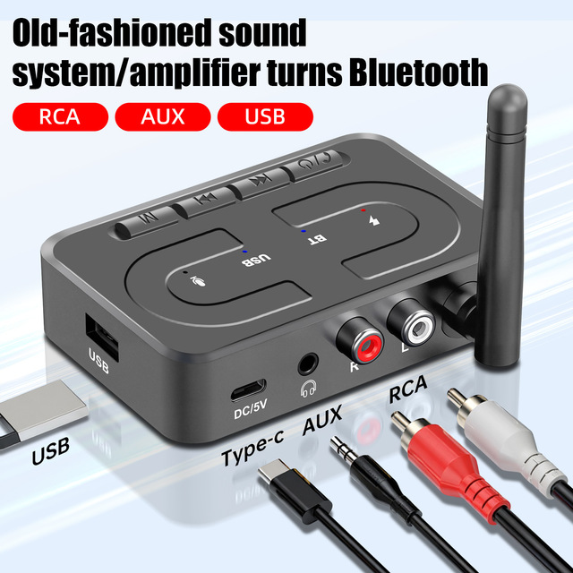 BT 6.0 Audio Receiver 3.5mm AUX RCA With Mic HIFI Stereo Wireless Adapter Support USB U-Disk for Car Speaker Amp