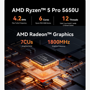 HY <span class=keywords><strong>Beelink</strong></span> EQR5 AMD <span class=keywords><strong>Ryzen</strong></span> <span class=keywords><strong>5</strong></span> 5625U / Mini PC 64 Go de RAM / 6 cœurs / pour les entreprises, le bureau, l'école / Allumage automatique - Product Image 5