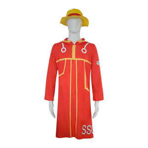 Disfraz de One Piece Luffy Egghead Island, traje rojo con capucha, sombrero y guantes para adultos, juego de rol - Product Image 2