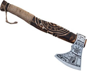 THEWIZ CRAFTS Hacha Tomahawk OEM Personalizada de Acero al Carbono de Alta Calidad Industrial con Mango de Madera de Fresno y Grabado a Mano - Product Image 1
