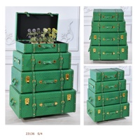 Valisette vitrine vintage rétro en bois Rectangle Boîte de rangement pour la maison Cube Bacs de rangement Ensemble de bagages