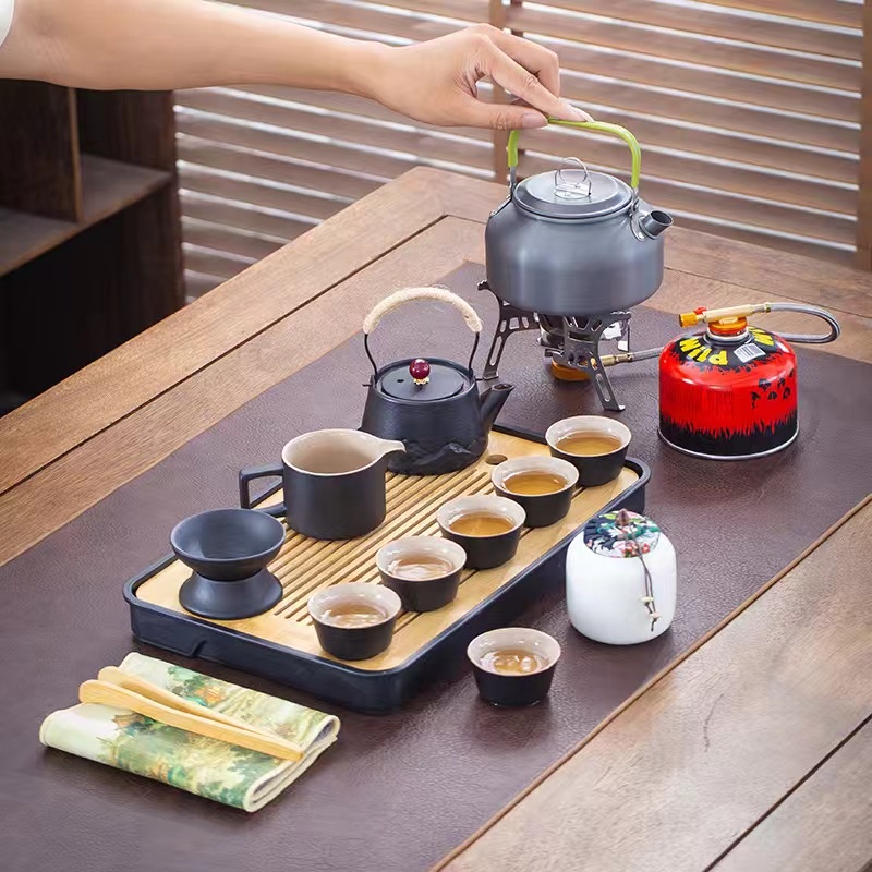 ティーセット Portable Black Pottery Travel Tea Set With Case – Zen Style