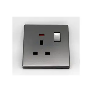 S1.1 Saso Power grey 1g 13a square corner socket outlet uk wall socket & switches uk wall switch with led