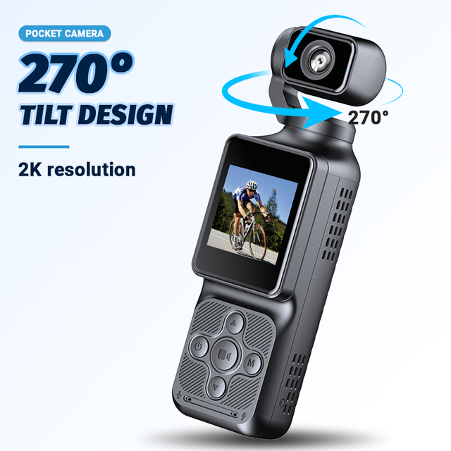 2K Handheld Vlog Action Camera 1.54" IPS 130° Wide Angle 270° Rotatable Night Vision WiFi App Cycling Video Camera Q9