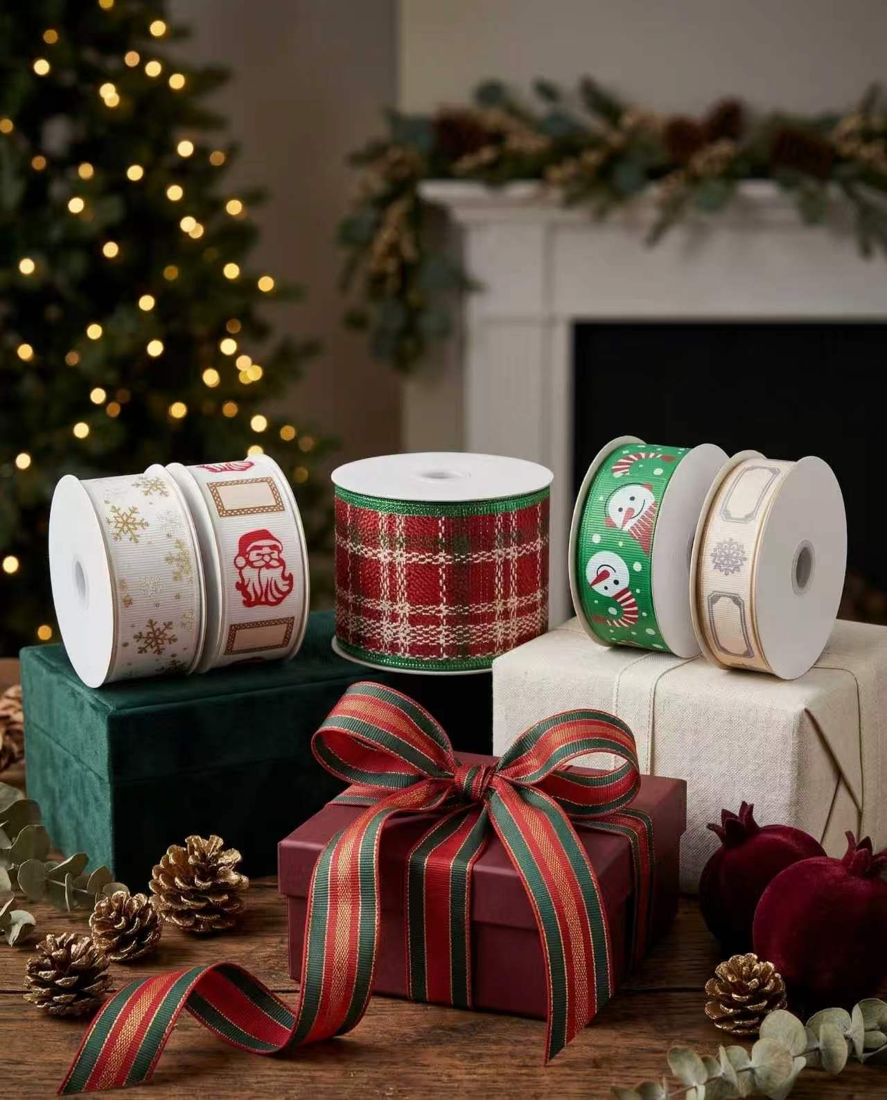 Eco-Friendly Luxury Christmas Gift Box Ribbon for Festive Decoration