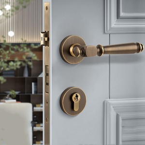 มือจับประตูทองเหลืองสีดำด้านดีไซน์ทันสมัยมือจับประตูแบบเงียบคันโยกประตูแบบเงียบแบบแยกเป็นชิ้นสำหรับอพาร์ทเมนต์ - Product Image 3