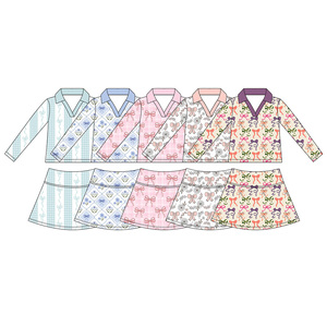 Conjunto de Yoga para Niñas con Blusa de Manga Larga y Falda-Pantalón, Diseño de Flores y Lazos, Cómodo, Precio de Fábrica, Ropa Deportiva para Tenis - Product Image 2