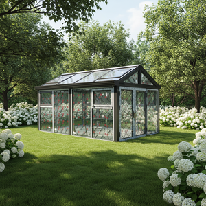 Kit de serre contemporaine en verre trempé super résistant au vent, cadre en aluminium de haute épaisseur, toit plat pour utilisation en extérieur, hôtel - Product Image 2