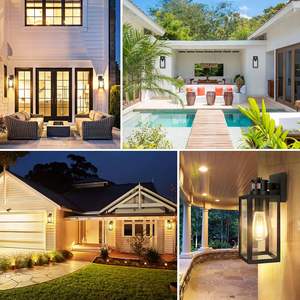 Lampade da Parete per Esterni dal Tramonto all'Alba, Illuminazione per Portico con Paralume in Vetro Effetto Acqua, Antiruggine per <span class=keywords><strong>Casa</strong></span> e Garage - Product Image 4