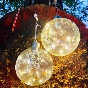 Treo Thủy Tinh Đồ Trang Trí Bóng Với Trắng Ấm Đồng Ánh Sáng Bóng Đèn Đèn Cho Giáng Sinh Kỳ Nghỉ Đảng Trang Trí Thân Thiện Với Môi - Product Image 5
