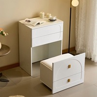 Vente en gros usine – Nouveau bureau de maquillage moderne blanc 3-en-1 avec miroir, 3 tiroirs et prise électrique intégrée