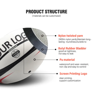 Balones de <span class=keywords><strong>Rugby</strong></span> Personalizados de Fábrica de Alta Calidad, Cosidos con PVC de Alta Gama, Agarre Duradero y Super Airbag - Product Image 2