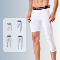 Pantalon de compression 3/4 pour homme, sous-vêtement de sport athlétique, legging de course à séchage rapide, taille élastique